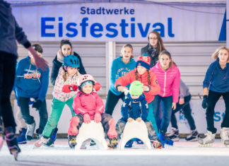 Eislaufvergnügen an der Kaikante